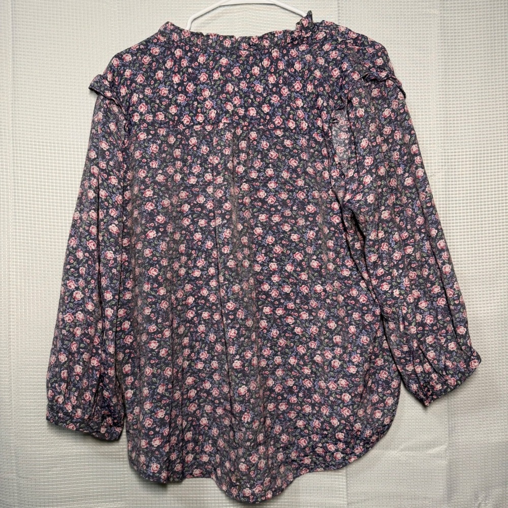 LC Lauren Conrad Blouse Floral Rayon Ruffle V-Neck Relaxed Boho Peasant XXL - Picture 2 of 4